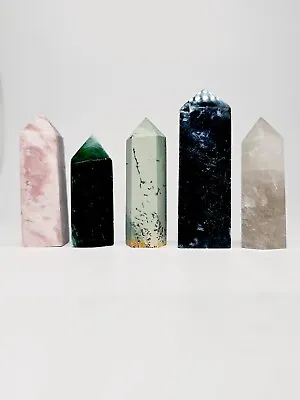 Crystal Towers Bundle Natural Obelisks Moss Agate Fluorite • £0.99