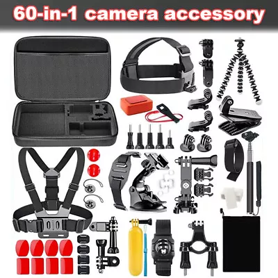 60in1 Action Camera Accessories For GoPro Hero Video Cam Strap Mount Tripod Set • £19.89