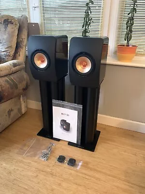 KEF LS50 Speakers Black On Custom Design Stands • £600