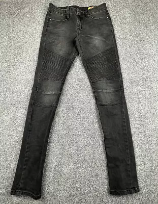 Blank NYC Jeans Womens 28X30 Black Moto Skinny Side Zippers Spandex Retro Y2K • $19.99