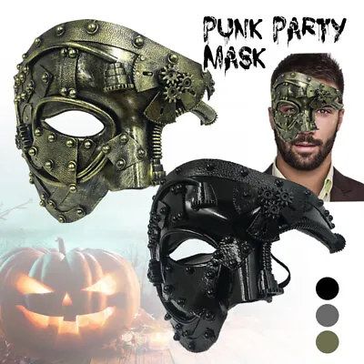 Steampunk Phantom Masquerade Cosplay Mask Half Face Men Costume • £17.93