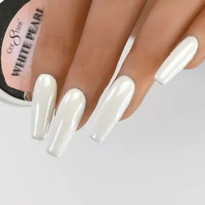 Cre8tion Chrome Nail Art Effect Powder 1g - White Pearl • $17.95