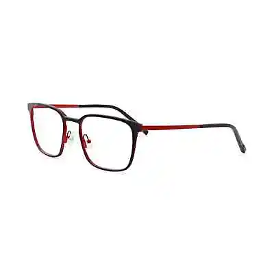 New Morel OGA 10195O NR05 Rounded Square Matte Black Red Eyeglasses Authentic • $134