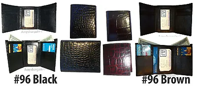 Men's Crocodile Skin Printed Leather Wallet Trifold Wallet ID 9 Card 2 Bill Slot • $15.96