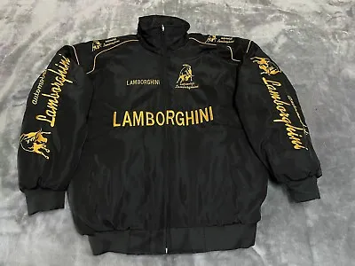 Adults F1 Team Racing Lamborghini Jacket Top Embroidery Cotton Padded Black • £45