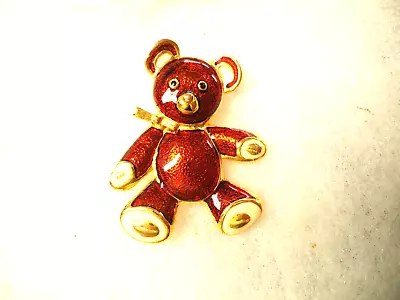 Vtg Nos Gold Tone Enamel Teddy Bear Pin • $1