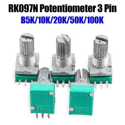 B5K/10K/20K/50K/100K Audio Amplifier Sealed Potentiometer 15mm Shaft 3Pin RK097N • £69.44