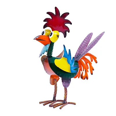 Funny Garden Rooster Statue Indoor/Outdoor Wacky Metal Rooster Yard Statue Decor • $24.89