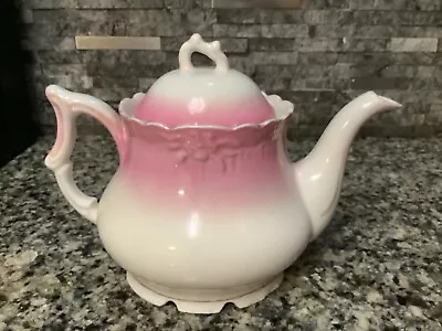 Vintage German Teapot/Milk Pot White With Pink & Gold Accents With Lid • $10