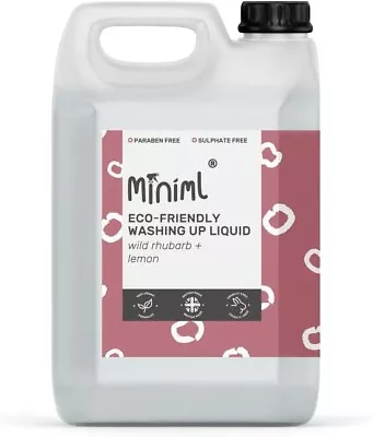 Miniml Eco Washing Up Liquid 5L Refill - Wild Rhubarb & Lemon Scented Non Bio & • £15.50