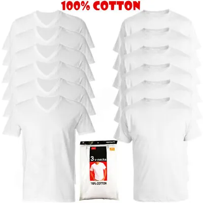 Men's  Crew-neck T-Shirt White /Black 6 Pack  100% Cotton & Tagless  • $18.88