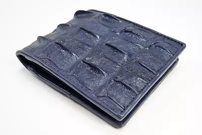 PELGIO Genuine Crocodile Alligator Backbone Skin Leather Bifold ID Wallet Black • $56.43