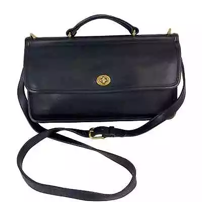 Vintage Coach 9153 Willis City Bag Satchel Flap Black Leather Crossbody • $350