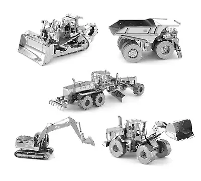 Metal Model CAT Construction Vehicle Kits 3D Silver Cut Steel DIY Hobby Gift • £13.65