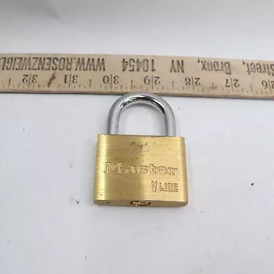Master Lock Padlock Keyed Alike Rectangular Brass Body Steel Shackle 1  W 3LXV2 • $4.98