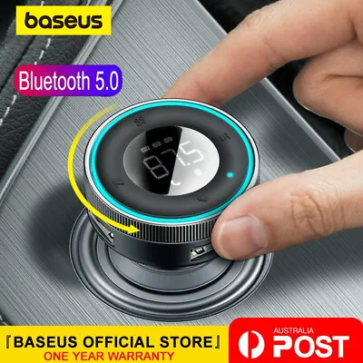 Baseus Bluetooth 5.0 Radio MP3 Car Kit Wireless FM Transmitter Dual USB Charger • $23.39