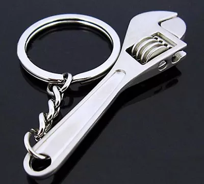 Metal Adjustable Creative Tool Wrench Spanner Key Chain Ring Keyring • £2.45