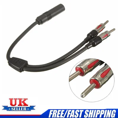 Car Radio Antenna Splitter Y Aerial Extension Cable 2 Male To 1 Female Adapter • £8.31