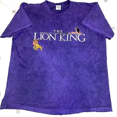 Vintage The Lion King 90s Disney T Shirt Embroidered Mens Size Large Acid Wash • $32.95