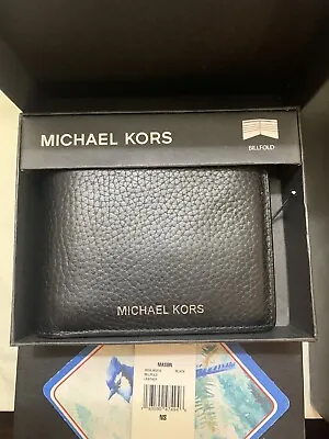 Michael Kors MASON Black Genuine Leather Men’s Billfold Wallet Excellent Pre-Own • $23