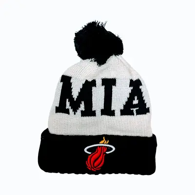 Miami Heat Hat Beanie Cuffed Fleece Lined Knit Removable Pom Cap • $17.99