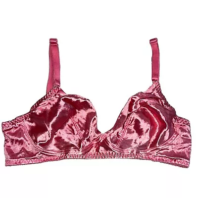 Vassarette 34B #70-144 Shiny Hot Pink Second Skin Satin Vintage No-Wire Bra • $30