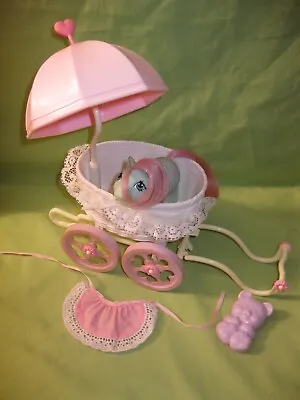 Vintage G1 My Little Pony 1984 BABY BUGGY Cuddles And Carriage W/ Heart Topper • $34.99