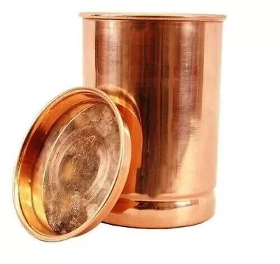 Copper Glass Tumbler Water Cup Mug With Lid Ayurveda Health Yoga 300 Ml • $12.99