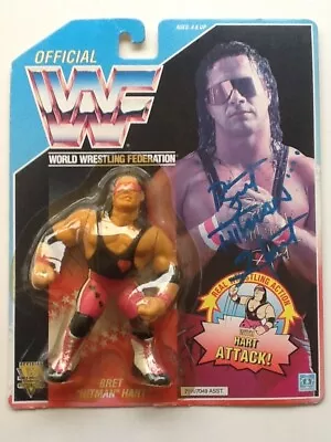 £649.99 • Buy Bret Hitman Hart WWF - Signed Hasbro 1991 - Series 4 - MOC - Wrestling Figure
