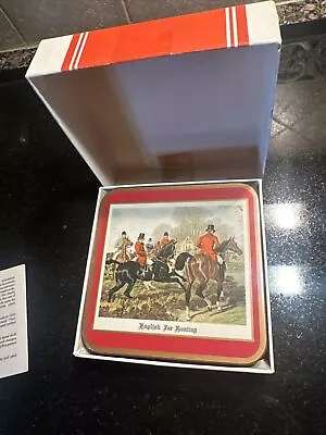 Vintage Pimpernel English Fox Hunting 4  Acrylic Coasters With Box • $14