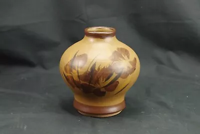 Pacific Stoneware Studio Pottery B Welsh USA 1971 Brown Vase Floral Design MCM • $49.49