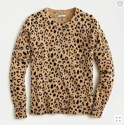 J.Crew Cashmere Crewneck Sweater In Leopard Size XXS Heather Muslin Brown • $38.25