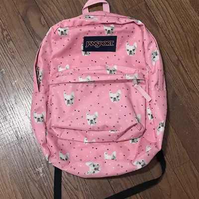 Jansport Superbreak One Fierce Frenchies Backpack JS00T15W4P6 Pink Adjustable • £27.96