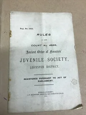 £5.75 • Buy Old Leicestershire Document 1914 Ancient Order Of Foresters Juvenile , Smith Etc