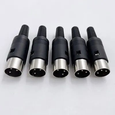 5 PCS 3 Pin DIN Male Connectors Solder Type US Seller Free Shipping • $8.90