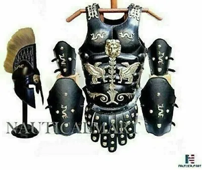 Set Medieval Roman Muscle Armor Cuirass Leather With Helmet Christmas Engraved • £210.99