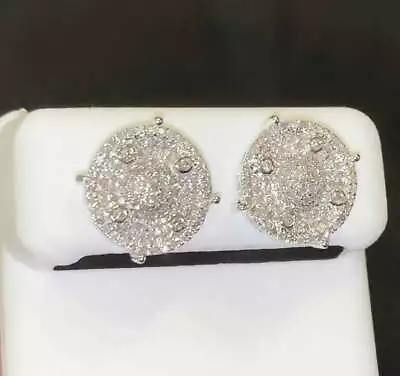 10k White Gold .75 Carat 12 Mm 100% Genuine Diamonds Mens/womens Earring Studs • $410