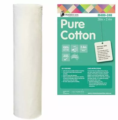 Matilda's Own Pure Cotton Wadding / Batting 240cm Wide (per Metre) • £14.85