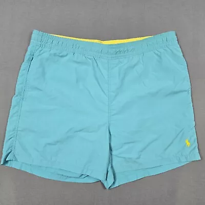 Polo Ralph Lauren Swim Trunks 36 Blue Yellow Trim Lined Pockets • $12