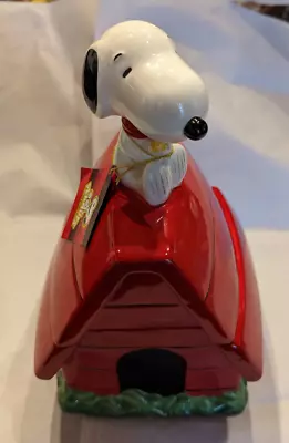 Vintage Peanuts Snoopy Woodstock Westland Giftware Doghouse Cookie Jar 20761 EUC • $99
