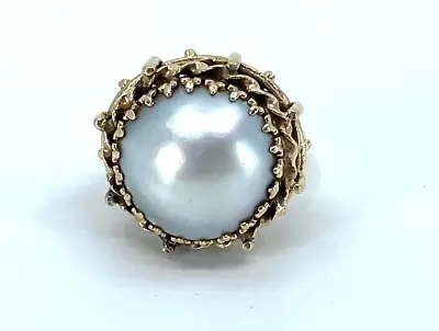 14k Yellow Gold Mabe Pearl Ring Size 8 • $893