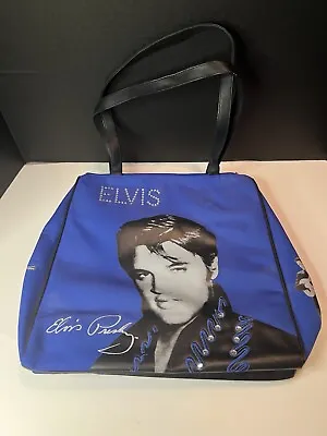 Elvis Tote/ Handbag. Blue Nylon Rhinestones 3 Pockets • $30