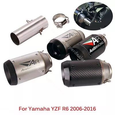 Slip For Yamaha YZF R6 2006-2016 Exhaust Tips Carbon Muffler Short Mid Link Pipe • $107.85