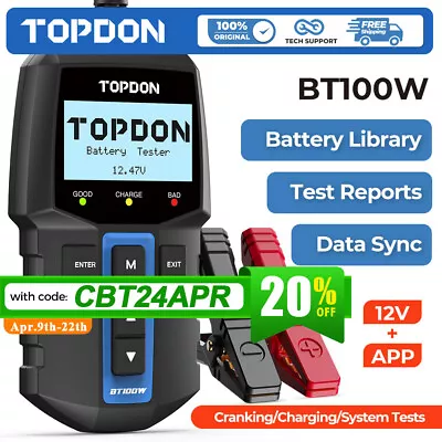 TOPDON BT100W 12V Car Battery Load Tester Cranking Charging System Test Portable • $99.99