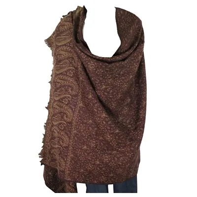 Throw/Shawl | Yak + Sheep Wool Blend | Nepal |Handmade | Paisley Design| Brown • $42.30