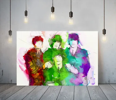 £7.99 • Buy The Beatles 2 -deep Framed Canvas Wall Sketch Art Picture Paper Print- Green Red