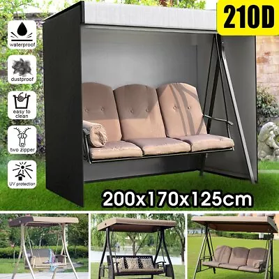 3-Seater Swing Cover Black Garden Hammock Canopy Chair Seat Cover Waterproof • £18.99