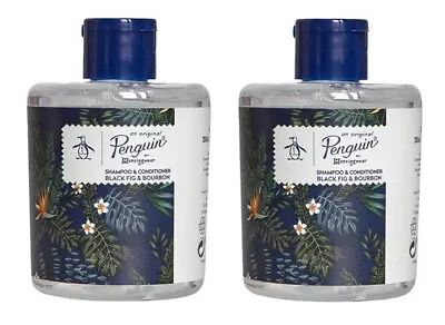 2 X ORIGINAL PENGUIN Mens Black Fig And Bourbon 2 In 1 Shampoo Conditioner 250ml • £9.95