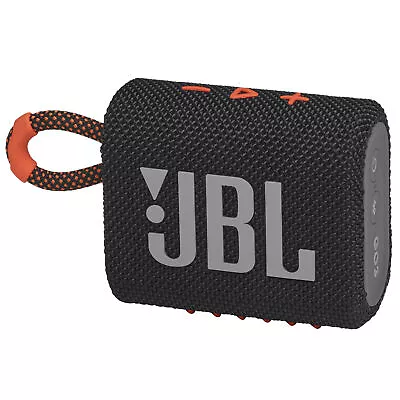 JBL Go 3 Portable Waterproof Speaker Black/Orange JBLGO3BLKO • $48