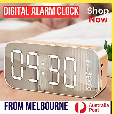 Portable Digital Alarm Clock FM Radio Wireless Bluetooth Speaker LED Display • $20.52